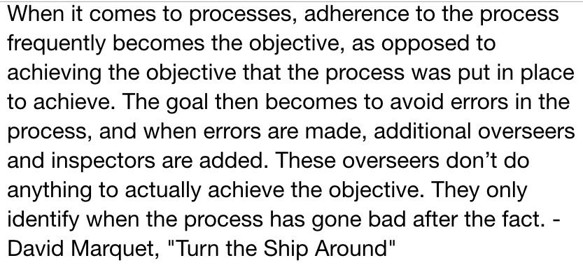 tweet: Love this quote about process from “Turn the Ship…
